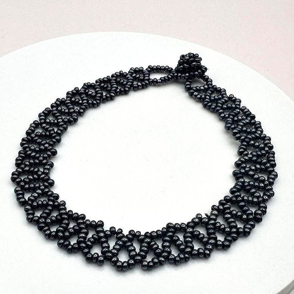 Vintage Y2K Black Beaded Bracelet Minimalist Women's Classic Fashion Jewelry 90s